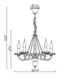 Κρεμαστό Φωτιστικό Οροφής 5xE14 Ø510 Μέταλλο-Κρύσταλλο Λευκό-Χρυσό ACA DECOR – DL9365PWG