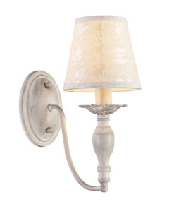 Επιτοίχιο 1ΧΕ14 Μέταλλο Λευκό Αντικέ Με Κρεμ Ανάγλυφο Υφασμάτινο Καπέλο ACA DECOR – DL9501WWB