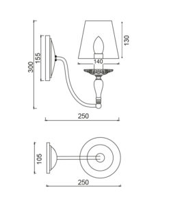 Επιτοίχιο 1ΧΕ14 Μέταλλο Λευκό Αντικέ Με Κρεμ Ανάγλυφο Υφασμάτινο Καπέλο ACA DECOR – DL9501WWB