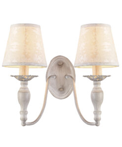 Επιτοίχιο 2ΧΕ14 Μέταλλο Λευκό Αντικέ Με Κρεμ Ανάγλυφα Υφασμάτινα Καπέλα ACA DECOR – DL9502WWB