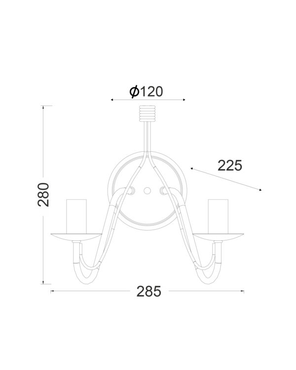 Μεταλλική Απλίκα 2XE14 ΚΑΦΕ 28,5Χ22,5ΧΗ28cm ACA DECOR  – DLA0012W