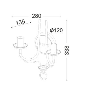 Μεταλλική Απλίκα 2XE14 ΠΑΤΙΝΑ 19Χ14ΧΗ33,8cm ACA DECOR  – DLA0432W