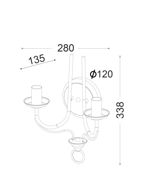 Μεταλλική Απλίκα 2XE14 ΠΑΤΙΝΑ 19Χ14ΧΗ33,8cm ACA DECOR  – DLA0432W