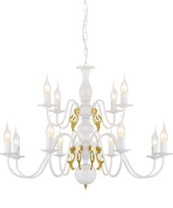 Κρεμαστό Φωτιστικό Οροφής 12xE14 Ø780 Μεταλλικό Λευκό-Χρυσό ACA DECOR – DLA120012P