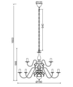Κρεμαστό Φωτιστικό Οροφής 12xE14 Ø780 Μεταλλικό Λευκό-Χρυσό ACA DECOR – DLA120012P