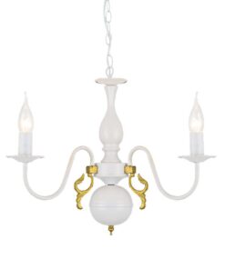 Κρεμαστό Φωτιστικό Οροφής 3xE14 Ø500 Μεταλλικό Λευκό-Χρυσό ACA DECOR – DLA12003P