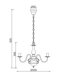 Κρεμαστό Φωτιστικό Οροφής 3xE14 Ø500 Μεταλλικό Λευκό-Χρυσό ACA DECOR – DLA12003P