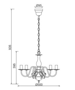 Κρεμαστό Φωτιστικό Οροφής 5xE14 Ø500 Μεταλλικό Λευκό-Χρυσό ACA DECOR – DLA12005P