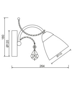 Επιτοίχιο 1ΧΕ14 Μέταλλο-Γυαλί-Κρύσταλλο Λευκό-Χρυσό ACA DECOR – DLA12121