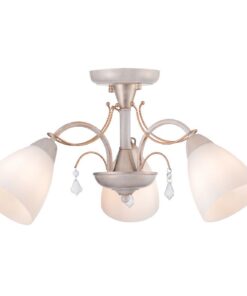 Φωτιστικό Οροφής 3xE14 Ø540 Μέταλλο-Γυαλί-Κρύσταλλο Λευκό-Χρυσό ACA DECOR – DLA12123