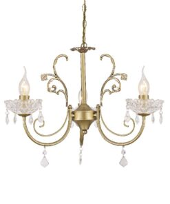 Κρεμαστό Φωτιστικό Οροφής 3xE14 Ø560 Μέταλλο-Κρύσταλλο Πράσινο Χρυσό ACA DECOR – DLA12153P