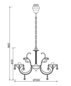 Κρεμαστό Φωτιστικό Οροφής 3xE14 Ø560 Μέταλλο-Κρύσταλλο Πράσινο Χρυσό ACA DECOR – DLA12153P