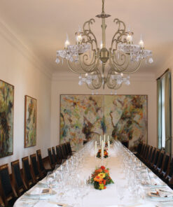 Κρεμαστό Φωτιστικό Οροφής 5xE14 Ø560 Μέταλλο-Κρύσταλλο Πράσινο Χρυσό ACA DECOR – DLA12155P