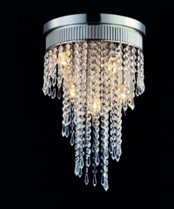 Κρεμαστό Φωτιστικό 5ΧΕ14 Σατέν Νίκελ Μέταλλο + Κρύσταλλο ACA DECOR – DLA12225