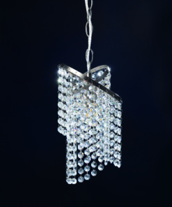 Κρεμαστό Φωτιστικό 1ΧΕ27 Σατέν Νίκελ Μέταλλο + Κρύσταλλο ACA DECOR – DLA12271