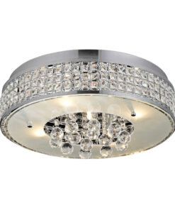 Φωτιστικό Οροφής 5ΧG9 Μεταλλικό Χρώμιο με Κρύσταλλα & Αμμοβολή Γυαλί ACA DECOR – DLA6195G