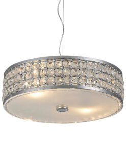 Κρεμαστό Φωτιστικό 3ΧΕ14 Μεταλλικό Χρώμιο με Κρύσταλλα & Αμμοβολή Γυαλί ACA DECOR – DLA619B2