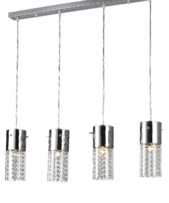 Κρεμαστό Φωτιστικό Ράγα 4ΧΕ14 Μεταλλικό Χρώμιο Διάφανο Γυαλί Βαμμένο Χρώμιο Στο Πάνω Μέρος Διακοσμημένο Με Κρύσταλλα ACA DECOR- DLA6834