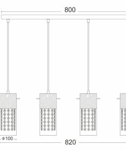Κρεμαστό Φωτιστικό Ράγα 4ΧΕ14 Μεταλλικό Χρώμιο Διάφανο Γυαλί Βαμμένο Χρώμιο Στο Πάνω Μέρος Διακοσμημένο Με Κρύσταλλα ACA DECOR- DLA6834