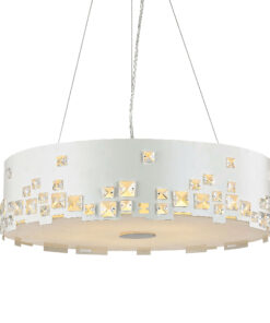 Κρεμαστό Φωτιστικό 3XE27 Μεταλλικό Λευκό με Κρύσταλλα ACA DECOR – DLA7983