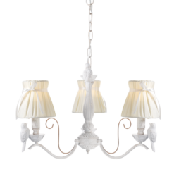 ACA DECOR – Κρεμαστό Φωτιστικό 3ΧΕ14 Μεταλλικό Λευκό/Χρυσό + Λευκό Αμπαζούρ Φ58ΧΗ84cm