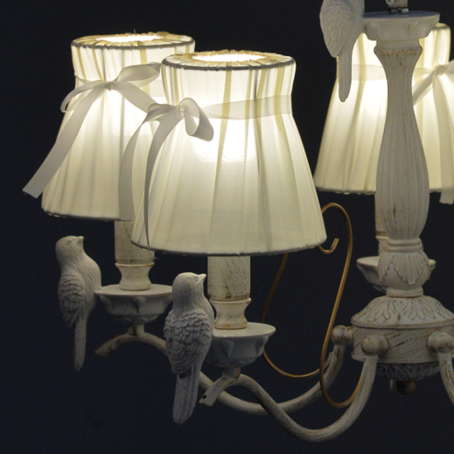ACA DECOR   – Κρεμαστό Φωτιστικό 3ΧΕ14 Μεταλλικό Λευκό/Χρυσό + Λευκό Αμπαζούρ  Φ58ΧΗ84cm