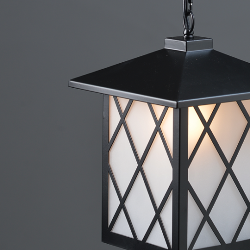 ACA DECOR   – Κρεμαστό Φωτιστικό 1ΧΕ27 Μεταλλικό Μαύρο + Γυαλί 26Χ26cm –  EG166201PB