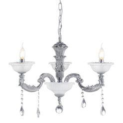 ACA DECOR – Κρεμαστό Φωτιστικό 3ΧΕ14 Μεταλλικό Χρώμιο + Κρύσταλλο Φ62ΧΗ97cm