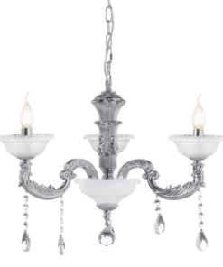 ACA DECOR – Κρεμαστό Φωτιστικό 3ΧΕ14 Μεταλλικό Χρώμιο + Κρύσταλλο Φ62ΧΗ97cm