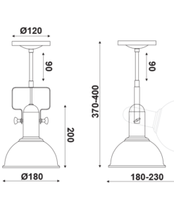 ACA DECOR  – Οροφής Φωτιστικό 1ΧΕ27 Μεταλλικό Μαύρο  Φ18XH39cm