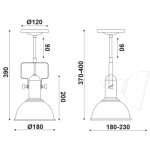 ACA DECOR  – Οροφής Φωτιστικό 1ΧΕ27 Μεταλλικό Μαύρο  Φ18XH39cm
