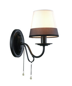 ACA DECOR – Επιτοίχιο 1ΧΕ14 Μεταλλικό.Μαύρο+Ασπρόμαυρο Αμπαζούρ + Κρύσταλλο 25Χ15Χ21cm