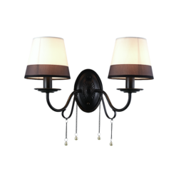 ACA DECOR – Επιτοίχιο 2ΧΕ14 Μεταλλικό Μαύρο+Ασπρόμαυρο Αμπαζούρ + Κρύσταλλο EG167282WBW