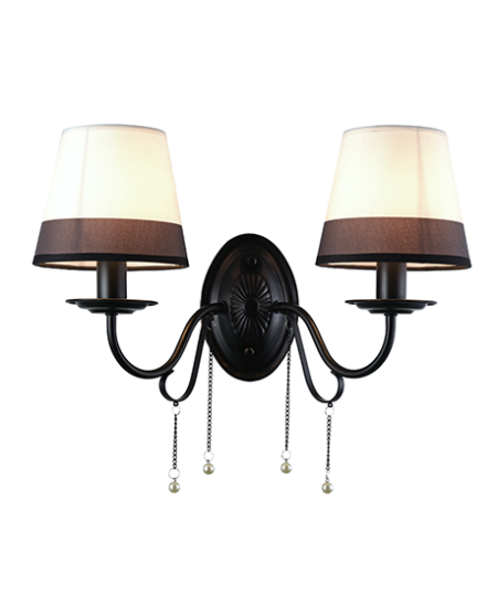 ACA DECOR – Επιτοίχιο 2ΧΕ14 Μεταλλικό Μαύρο+Ασπρόμαυρο Αμπαζούρ + Κρύσταλλο EG167282WBW