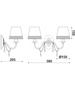 ACA DECOR   – Επιτοίχιο 2ΧΕ14 Μεταλλικό Μαύρο+Ασπρόμαυρο Αμπαζούρ + Κρύσταλλο EG167282WBW
