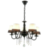 ACA DECOR   – Κρεμαστό 5ΧΕ14 Μεταλλικό Μαύρο+Ασπρόμαυρο Αμπαζούρ + Κρύσταλλο Φ63ΧΗ95cm