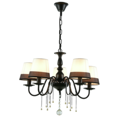 ACA DECOR – Κρεμαστό 5ΧΕ14 Μεταλλικό Μαύρο+Ασπρόμαυρο Αμπαζούρ + Κρύσταλλο Φ63ΧΗ95cm