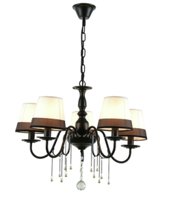 ACA DECOR – Κρεμαστό 5ΧΕ14 Μεταλλικό Μαύρο+Ασπρόμαυρο Αμπαζούρ + Κρύσταλλο Φ63ΧΗ95cm