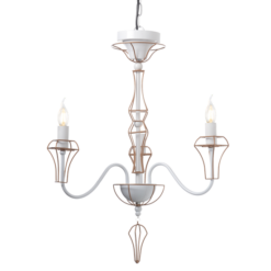 ACA DECOR – Κρεμαστό Φωτιστικό 3ΧΕ14 Μεταλλικό Λευκό + Χρυσό Σύρμα Φ55ΧΗ109cm
