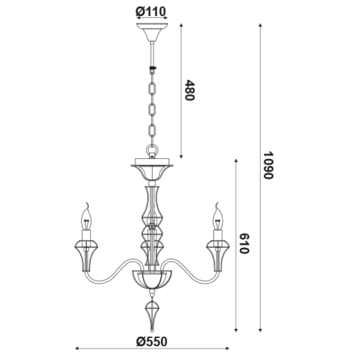 ACA DECOR   – Κρεμαστό Φωτιστικό 3ΧΕ14 Μεταλλικό Λευκό + Χρυσό Σύρμα Φ55ΧΗ109cm