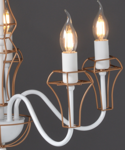 ACA DECOR   – Κρεμαστό Φωτιστικό 3ΧΕ14 Μεταλλικό Λευκό + Χρυσό Σύρμα Φ55ΧΗ109cm