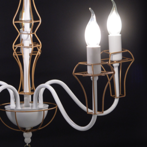 ACA DECOR   – Κρεμαστό Φωτιστικό 3ΧΕ14 Μεταλλικό Λευκό + Χρυσό Σύρμα Φ55ΧΗ109cm