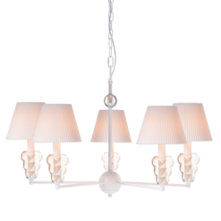 ACA DECOR – Κρεμαστό. Φωτιστικό 5ΧΕ14 Μεταλλικό Λευκό + Amber Γυαλί+Αμπαζούρ Φ74ΧΗ90