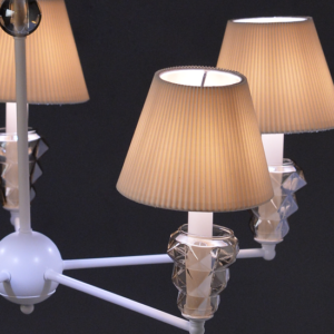 ACA DECOR  – Κρεμαστό. Φωτιστικό 5ΧΕ14 Μεταλλικό Λευκό + Amber Γυαλί+Αμπαζούρ Φ74ΧΗ90