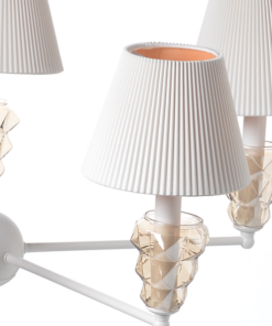 ACA DECOR  – Κρεμαστό. Φωτιστικό 5ΧΕ14 Μεταλλικό Λευκό + Amber Γυαλί+Αμπαζούρ Φ74ΧΗ90
