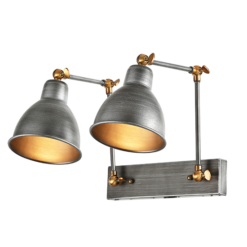 ACA DECOR – Επίτοιχο Φωτιστικό 2ΧΕ27 Μεταλλικό Μαύρο-Ασημί Βραχίονας 39Χ30Χ36cm