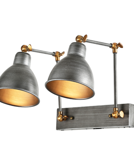 ACA DECOR – Επίτοιχο Φωτιστικό 2ΧΕ27 Μεταλλικό Μαύρο-Ασημί Βραχίονας 39Χ30Χ36cm