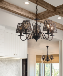 ACA DECOR   – Κρεμαστό Φωτιστικό 3ΧΕ14 Μεταλλικό Μαύρο-Χάλκινο Φ55ΧΗ85cm