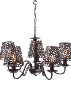 ACA DECOR – Κρεμαστό Φωτιστικό 5ΧΕ14 Μεταλλικό Μαύρο-Χάλκινο Φ55ΧΗ85cm