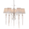 ACA DECOR  – Κρεμαστό Φωτιστικό 5ΧΕ14 Μεταλλικό Λευκό-Χρυσό + Αμπαζούρ + Γυαλί + Αλυσίδα Gold Φ61ΧΗ102cm